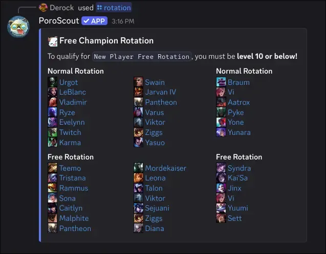 Rotation command example